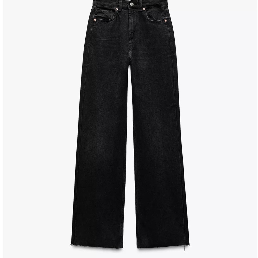 Zara Black Flare Wide Leg Jeans with High Waist